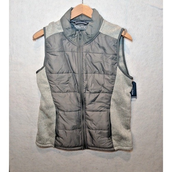 Nautica Jackets & Blazers - Nautica Women's Puffer‎ Fleece Vest Gray Wind Water Resistant Size Small